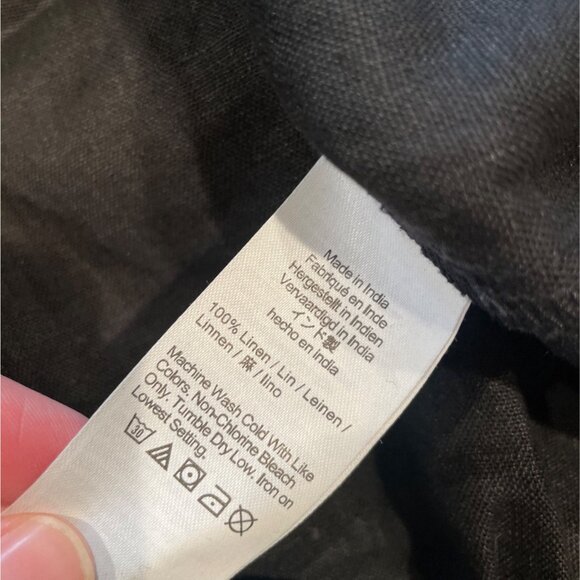 NWT Madewell Sz M Pleated Midi Shirtdress 100% Linen Black Short Sleeve NU580 - Picture 11 of 13